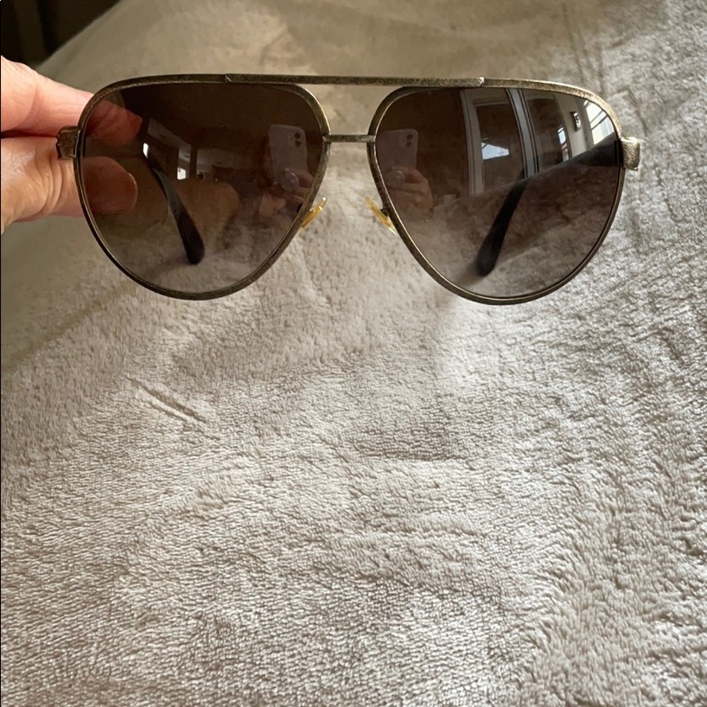 Alexander McQueen brushed bronze skull sunglasses